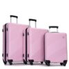 3 Piece Luggage Sets Lightweight Suitcase With Two Hooks, Spinner Wheels, (20/24/28) - Pink - Image 15