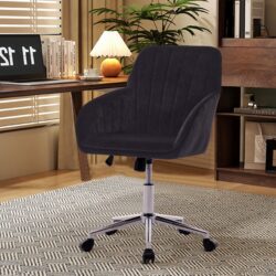 Adjustable Ergonomic Office Chair, Swivel Backrest Seat - Black