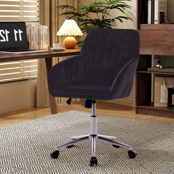 Adjustable Ergonomic Office Chair, Swivel Backrest Seat - Black