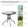 Outsunny - 6 Piece Patio Dining Set For 4 With Umbrella, Outdoor Table And Chairs With 4 Folding Dining Chairs & Round Glass Table For Garden, Backyard And Poolside - Black - Image 6