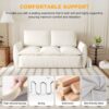 Pull Out Sofa Bed, 3 Seat Convertible Sleeper Sofa With 2 In 1 Pillow And Blanket Set Multifunctional Velvet Loveseat Bed - Beige - Image 17