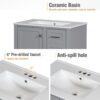Bathroom Vanity, Modern Bathroom Cabinet With Sink Combo Set, Bathroom Storage Cabinet With A Soft Closing Door And 3 Drawers, Solid Wood Frame - Gray - Image 8