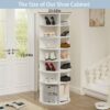 6 Tier Spinning Shoe Rack, Free Standing, 360° Revolving Shoe Organizer - White - Image 6