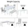 6 Piece Wooden Dining Table Set, Wooden Dining Table With 4 Upholstered Chairs And Bench For 6 People, Rectangular Dining Table Set With Crystal Decoration For Kitchen, Dining Room - White - Image 6