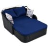 Outdoor Sunbed With Adjustable Canopy, Double Lounge, Daybed - Black / Blue - Image 11