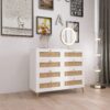 8 Drawers Chest Of Drawers With Rattan Drawer Face Golden Legs And Handles - White - Image 2