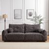 Lamb's Wool 2 Seater Cushion Sofa Comfortable Sofa For Living Room Bedroom And Other Casual Spaces Lamb's Wool Sofa With 2 Cushions And 2 Ball Pillows (Set of 2) - Gray - Image 6