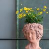 8X9X11.5" Head Bust Planter, Greek Style Cement Head Planter, Indoor Outdoor Home Garden Decor - Brown - Image 12