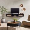 Modern Rattan Door Floating TV Stand For TVs Up To 65" - Black - Image 6