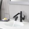 Modern Brass Bathroom Sink Faucet With Spray Function, Temperature Display & 360 Degree Rotary - Matte Black - Image 7
