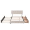 Queen Size Upholstered Platform Bed With 2 Drawers And 1 Twin Long Trundle - Dark Beige - Image 2