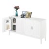 4 Door Sideboard Storage Cabinet With Door Shelf For Living Room And Dining Room, 2 Large Cabinets With Adjustable Shelf - White - Image 13