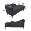 Chaise Lounge Indoor, Velvet Lounge Chair For Bedroom With Storage & Pillow, Modern Upholstered Rolled Arm Chase Lounge For Sleeping With Nailhead Trim For Living Room Bedroom Office - Black - Image 3