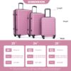 3 Piece Luggage Sets Lightweight Suitcase With Two Hooks, Spinner Wheels, Tsa Lock, (20/24/28) - Pink - Image 3