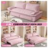Queen Pull Out Sofa Bed, 3 In 1 Convertible Sleeper Sofa Multifunctional Velvet Loveseat Bed - Pink - Image 16