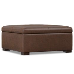 Gabbie - Square Coffee Table Upholstered Storage Ottoman - Brown