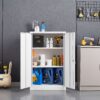 Metal Storage Cabinet With Locking Doors And Adjustable Shelf, Folding Filing Storage Cabinet, Folding Storage Locker Cabinet For Home Office, School, Garage - White - Image 7