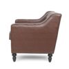 Contemporary Club Chair With Button Tufting And Birch Wood Legs - Dark Brown - Image 7