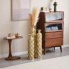 Metal Decorative Vase High Distress Metal Center Vase With 3D Triangle Pattern, (Set of 3) Vases For Home Decoration - Gold - Image 10
