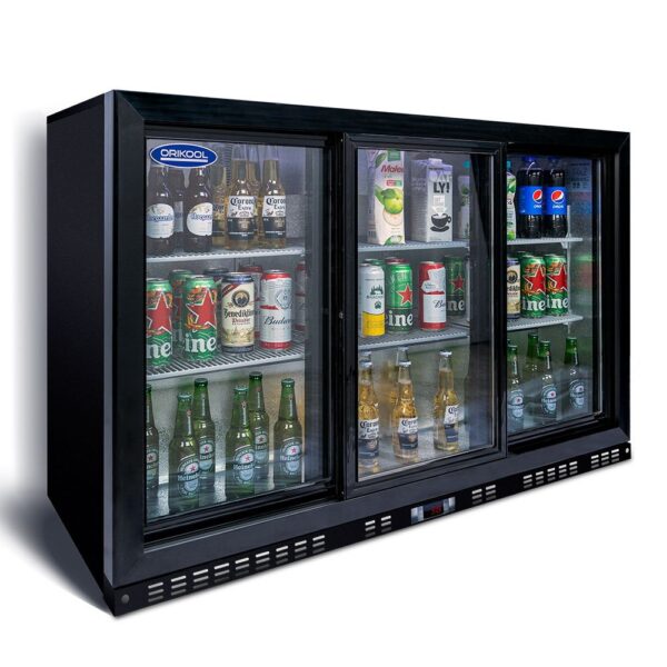 53" Beverage Refrigerators 3 Glass Door Back Bar, 480 Cans Cooler, Commercial Beer Wine And Drink Fridge, 11.3 Cu.Ft - Black