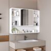 Aluminium Medicine Cabinet Mirror With 3 Colors LED Light And Defogging Function - White - Image 14