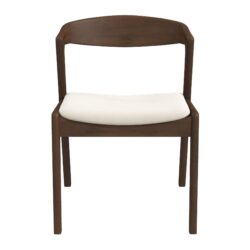 Dakota - Velvet Dining Chair (Set of 2) - Cream White / Dark Brown