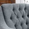 Accent Chair, Living Room Chair, Footrest Chair Set With Vintage Brass Studs, Button Tufted Upholstered Armchair For Living Room, Comfy Reading Chair For Bedroom, Reception Room - Gray - Image 7