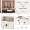 Narrow Console Table, Slim Sofa Table With Three Storage Drawers And Bottom Shelf - Ivory White - Image 6