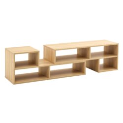 2 Piece Cube TV Stand And L Shaped Entertainment Center With Open Storage And 2 Shelves - Burly Wood