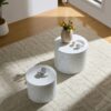 Premium Nested Table Set 2 Pieces, Coffee Table Set For Living Room - White - Image 6