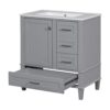 Bathroom Vanity, Modern Bathroom Cabinet With Sink Combo Set, Bathroom Storage Cabinet With A Soft Closing Door And 3 Drawers, Solid Wood Frame - Gray - Image 14