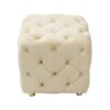 Modern Velvet Upholstered Ottoman, Exquisite Small End Table, Soft Foot Stool, Dressing Makeup Chair, Comfortable Seat For Living Room, Bedroom, Entrance - Beige - Image 12
