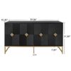 Carved 4 Door Sideboard, Sideboard Buffet Cabinet With Storage, Modern Coffee Bar Cabinet With Adjustable Shelf For Living Room, Dining Room, Kitchen - Black - Image 3