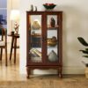 Curio Cabinet Lighted Curio Diapaly Cabinet With Adjustable Shelves And Mirrored Back Panel, Tempered Glass Doors (3 Tier), (E26 Light Bulb Not Included) - Walnut - Image 7