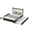 Queen Size Storage Platform Bed With 2 Big Drawers Twin Size Trundle - Espresso - Image 2