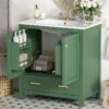 Bathroom Vanity With Single Sink, Combination Under Counter Sink, Bathroom Storage Cabinet With 2 Doors And A Drawer, Soft Closure, Multifunctional Storage - Green - Image 26