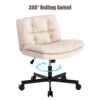 Large Size Swivel Home Office Desk Chair Armless Office Room Chair - Beige - Image 9