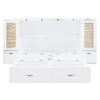 Full Size Murphy Wall Bed With Drawer And Rattan Decoration - White - Image 8