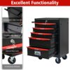 Rolling Metal Tool Chest With 5 Drawers, 20" Steel Storage Cabinet With Ball Bearing Slides - Black / Red - Image 8