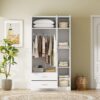Modern 3 Door Mirror Wardrobe With 2 Drawers And Top Cabinet - White - Image 8