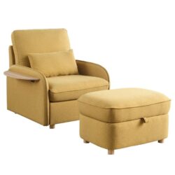 Huckleberry - Accent Chair With Storage Ottoman And Folding Side Table - Yellow