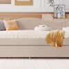 Full Size Upholstered Daybed With Storage Armrests, Trundle And Latest Integrated Bluetooth Audio System, Teddy Fleece - Beige - Image 16