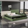 King Modern Upholstered Platform Bed With Storage Space, Sturdy And Stable Solid Wood Frame, Polyester Fabric, Easy To Assemble - Green - Image 5