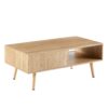 41.34" Rattan Coffee Table, Sliding Door For Storage, Solid Wood Legs, Modern Table For Living Room - Natural - Image 10