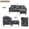 3 Seat L-Shaped Chenille Sofa With Removable And Storage Ottoman, Side Storage, And USB / C - Type Charging Ports Sofa For Living Room, Bedroom, Apartment - Antique Dark Gray - Image 3