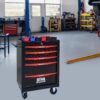 Rolling Metal Tool Chest With 5 Drawers, 20" Steel Storage Cabinet With Ball Bearing Slides - Black / Red - Image 2