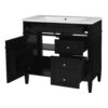 Bathroom Vanity With Top Sink, Modern Bathroom Storage Cabinet, 2 Drawers And A Tip-Out Drawer, Single Sink Bathroom Vanity - Black - Image 10