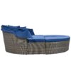 Outdoor Rattan Daybed Sunbed With Retractable Canopy Wicker Furniture, Round Outdoor Sectional Sofa Set - Gray Wicker Furniture Clamshell Seating With Washable Cushions, Backyard, Porch - Blue - Image 10