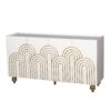 Modern Fluted Sideboard Buffet With Storage, Curve Element, 4 Doors With Adjustable Shelves - White - Image 11