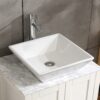 Square Bathroom Vessel Sink - White Porcelain Counter Bowl For Bathroom Vanity - White - Image 5